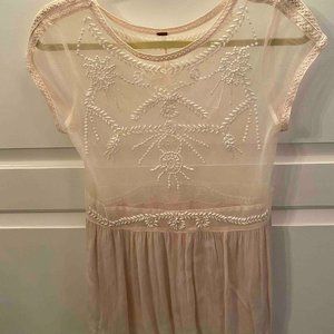EUC Free People White Beaded Sheer Top